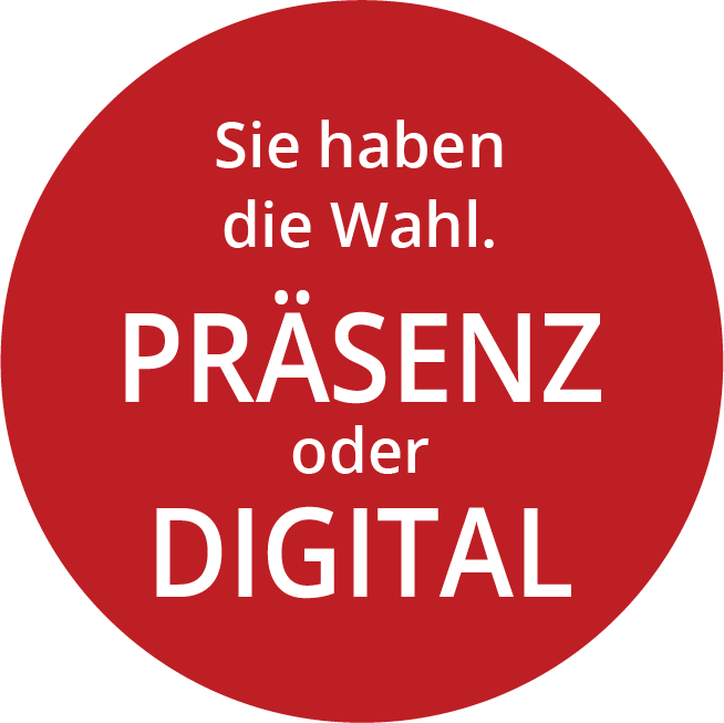 Präsenz oder Digital Logo